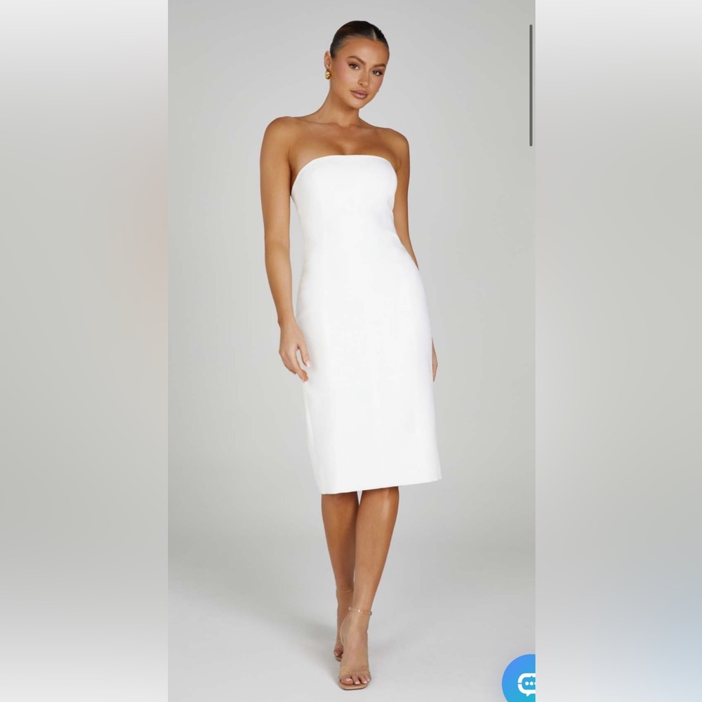 Meshki — Marianne Strapless Crepe Midi Dress NWT